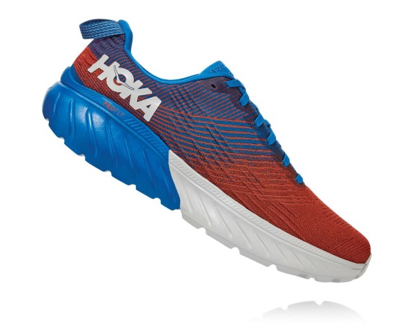 Hoka One One Mach 3 Mens UK - Royal / Red Road Running Shoes - JCDGA4068